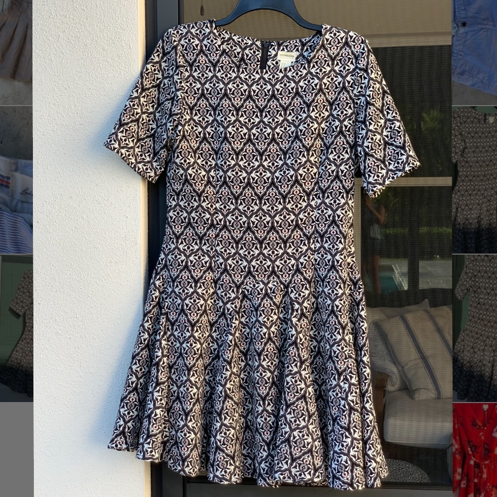 ADORABLE Black Pink White Short Sleeve Flare Dress